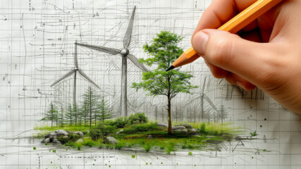 wind turbines on architectural plans